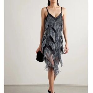 Fleur du Mal Metallic Fringe Midi Dress